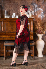 Fashion Red Flapper Dress Plus Size Unique Vintage Plus Size Burgundy Ivory Wilshire Flapper Dress