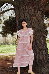East Alina Printed Floral Lace Insert Dress Pink