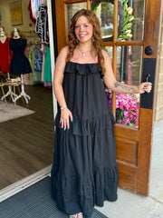 Black Ruffle Tiered Maxi Dress
