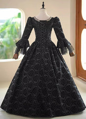 New Vintage Black Medieval Masquerade Ball Gown Halloween Party Dress