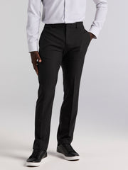 Slim Fit Solid Flat Front Pant (Black)