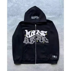 2026 European and American Fashion Fleece Print Zippered Hooded Sweatshirt for Men and Women, Casual Multi-Functional Sports Top