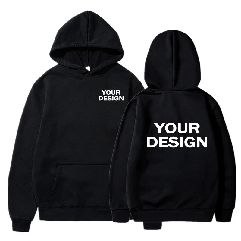 Customized printed men's and women's hoodies, loose casual solid color hoodies, personalized street long sleeved sweatshirts