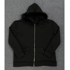 Y2K Style Hoodie Fluffy Sherpa Fleece Pullover Long Sleeve Zip Up Retro Streetwear Vintage 2000s Sweatshirt for Women Men Unisex