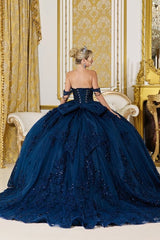 midnight blue quinceanera dresses Navy Beaded Corset Quinceañera Dress – Ball Gown Style #5141 Navy / 8 longSleeve Size:8 (Buy Now) Off the Shoulder Neckline Black and White Chevron –