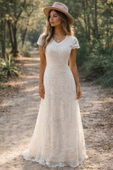 Boho Modest Wedding Dress