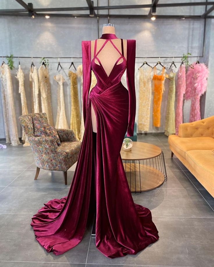 Modest Prom Dresses 2024, Burgundy Prom Dresses, Fashion Designer Party Dresses, Evening Gown, Vestidos De Gala, Formal Dresses, Abendkleider