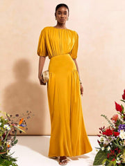 Zivah Elegant Mustard Yellow Summer Maxi Dress,Boho Ruffle Design For Wedding Guest,Dining,Party,Vacation,Beach,Office Wear,Valentine's Day,Graduation