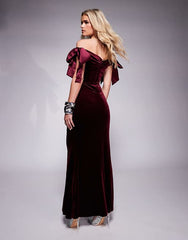 Ever New Petite bow draped velvet maxi dress in oxblood