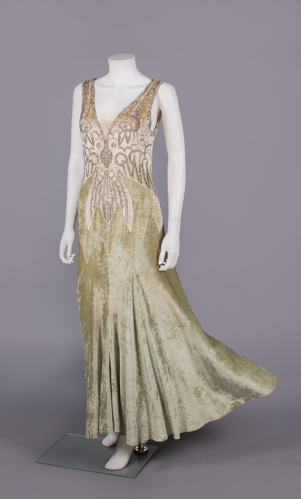 VELVET BEADED EVENING DRESS, c. 1930 sold at auction on 28th June