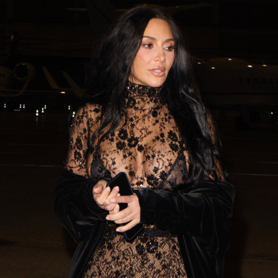 Kim Kardashian Selects a Lace Naked Dress for Date Night With Lewis Hamilton