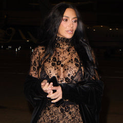 Kim Kardashian Selects a Lace Naked Dress for Date Night With Lewis Hamilton