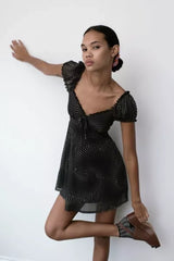 Urban Outfitters Uo Audrey Mesh Mini Dress In Black Multi