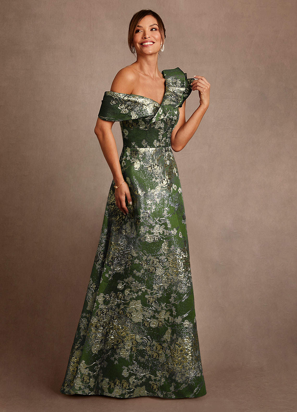 Azazie A-Line/Princess One-Shoulder Floor-Length Jacquard Mother of the Bride or Groom Dresses