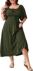 SHESTARR Plus Size Summer Dress Button Down Boho Maxi Dresses