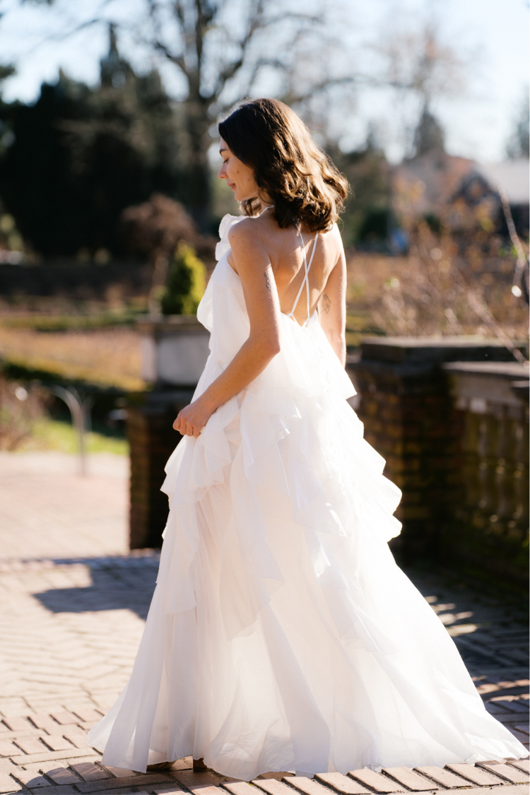 engagement dress bridal White Ruffle Maxi for Bride Winter Rehearsal Dinner Dress atf-kg-05.21.26 and beautifully refined Name/Description:Sara Custom