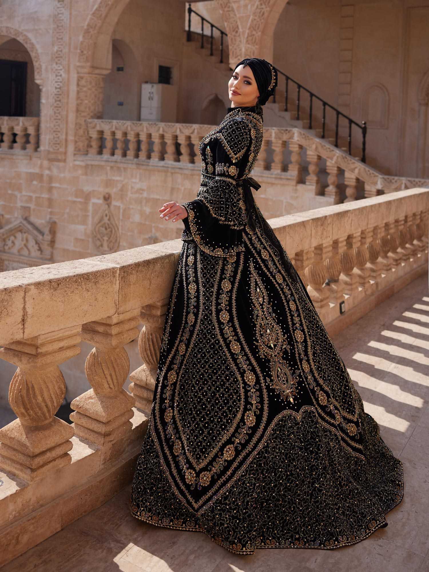 Wedding Kaftan Arabic Style Ball Gown Evening Dresses Arabic Style Elegant Arabic Muslim Women Dress High Neck Dubai Caftan Evening
