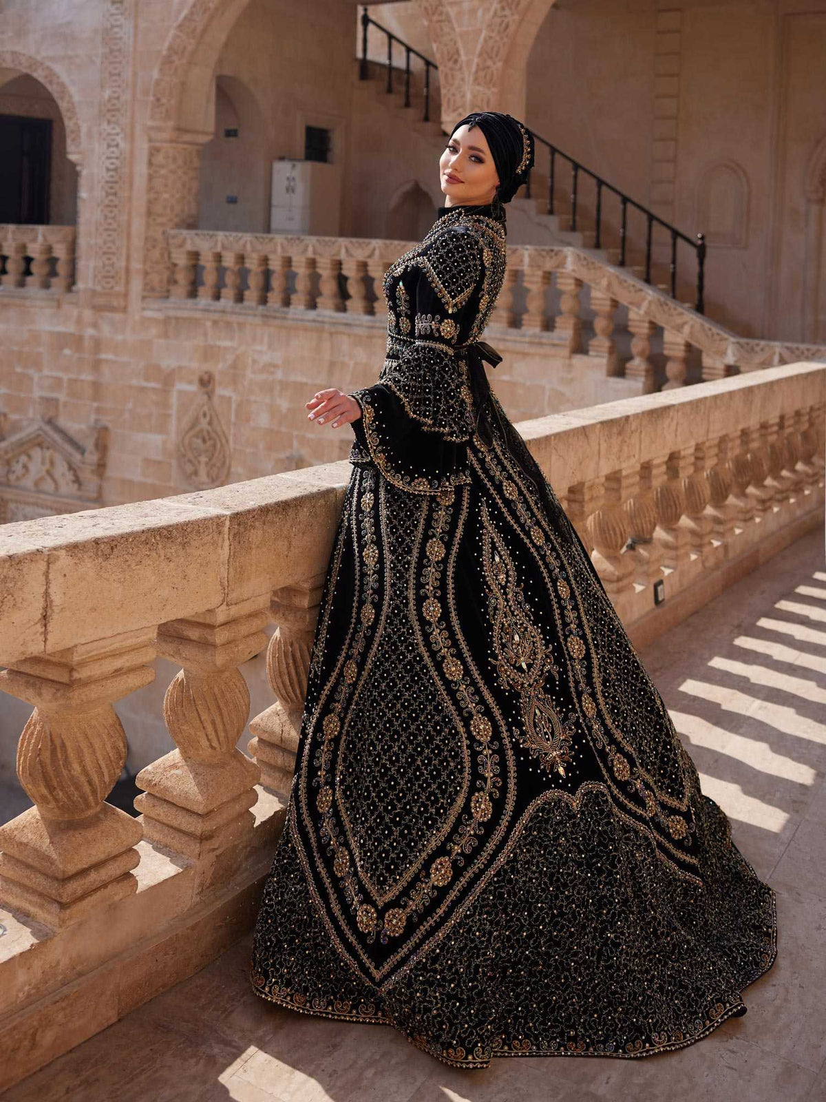 Wedding Kaftan Arabic Style Ball Gown Evening Dresses Arabic Style Elegant Arabic Muslim Women Dress High Neck Dubai Caftan Evening
