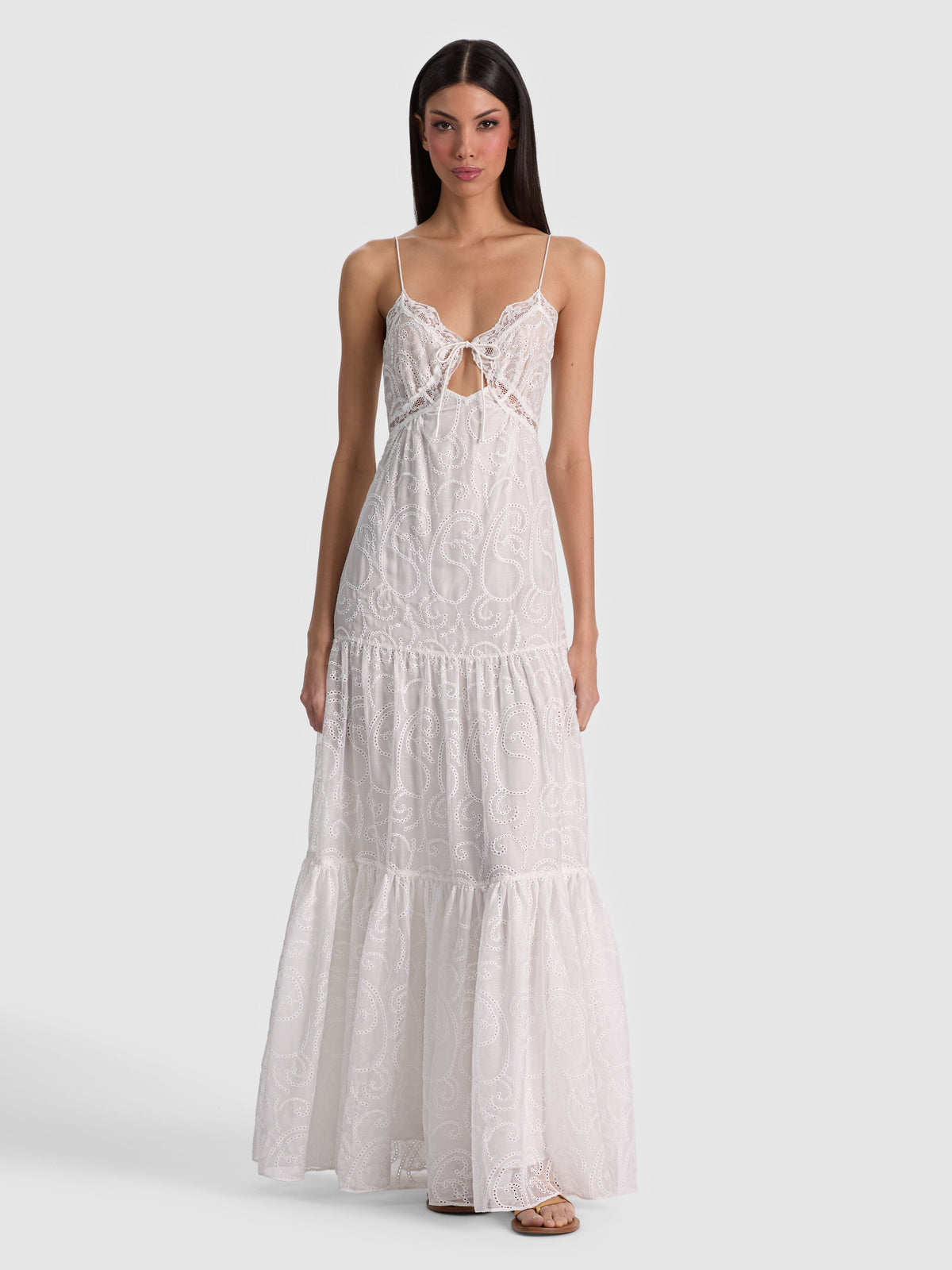 NICKY LACE TIERED MAXI DRESS - OFF WHITE