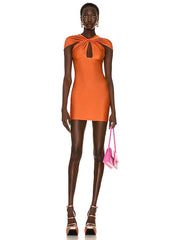 Coperni Cut Out Jersey Dress in Burnt Orange