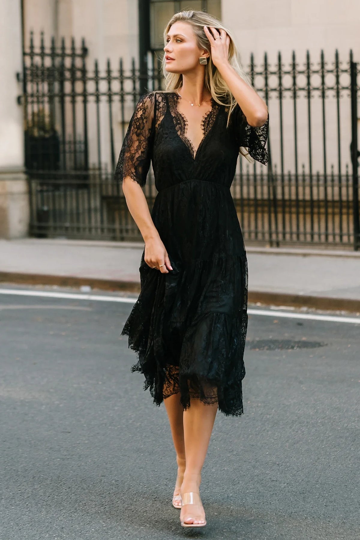 Brittany Lace Midi Dress | Black