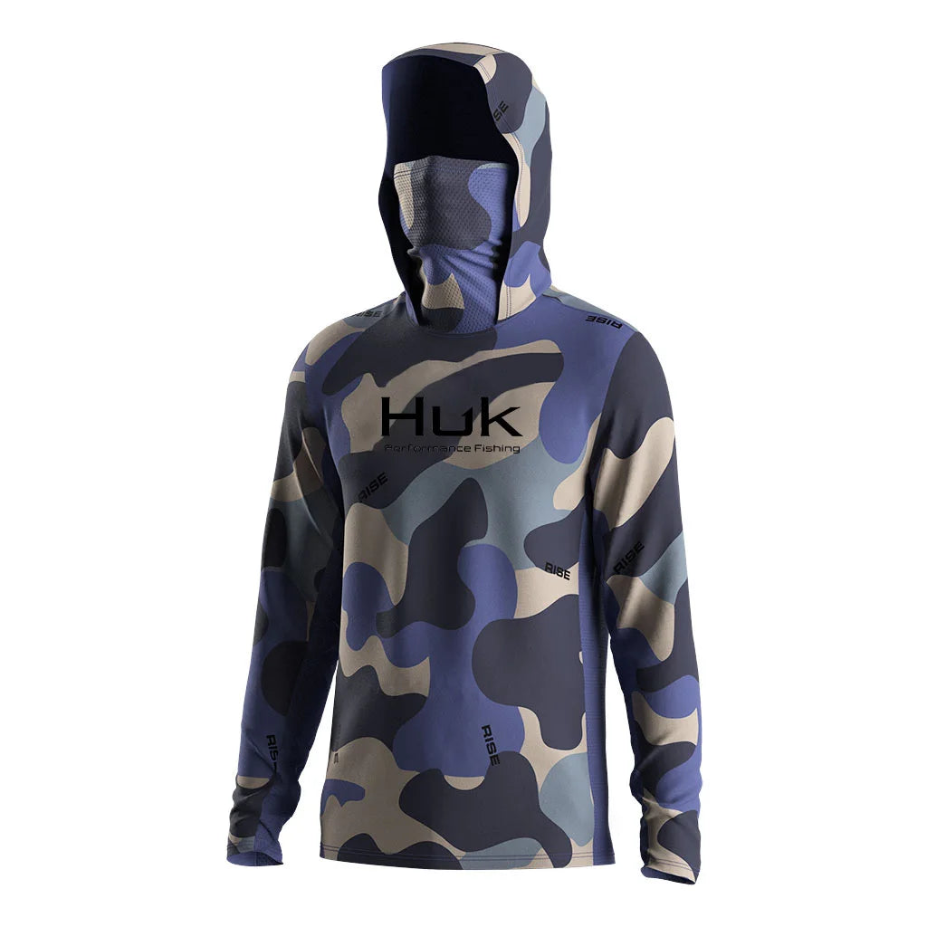Fishing shirt Hooded sweatshirt for Fishing UV hoodie clothing Camiseta De Pesca men's clothing hooded top blue-green
