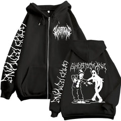 Ghostemane Print Zipper Hoodies Metal Rock Pop Music Zip Up Hooded Sweatshirts Men's Women's Gothic Fashion Vintage Pullovers