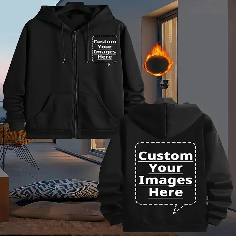 Custom Printed Hoodies Men and Women Zipper Hooded Sweatshirts Loose Casual Clothing Hooded Cardigans Men's Street Hoodies