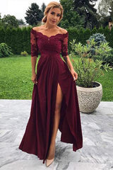 burgundy prom dress flowy Modest Off-the-shoulder A-line Satin Dresses with Slit, – Simidress line gown features a Solid Stretch Slim Midi Men's Walking Suit Color:Pale blush –