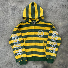 Y2K Street Kid Zip Up Hoodie Stripe Rivet Embroidery Pattern Sweatshirt New Men Hip Hop Fashion Streetwear Unisex Boxy Clothing