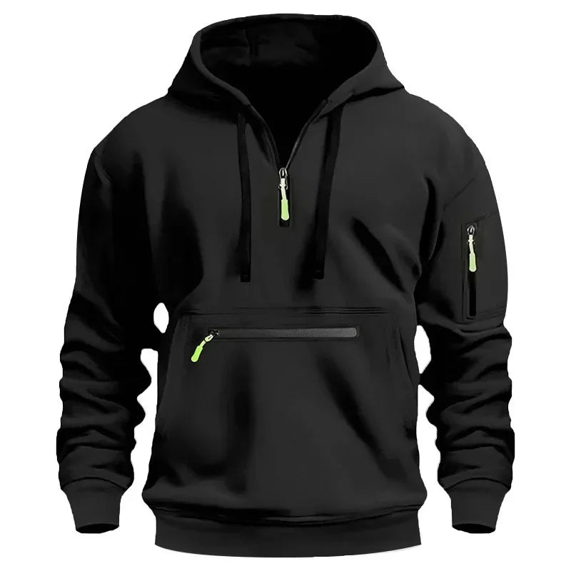 2025 New Men's Hoodies Winter Hooded Shirt Wear Fleece Multi Pocket Fashion Tops Hoody Loose Oversized Pullover Man Clothing