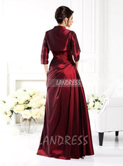 Burgundy Mother Of The Bride Dress With Jacket,taffeta Fall Mother Dress