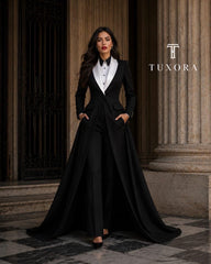 Tuxedo Black Long Women Dresses