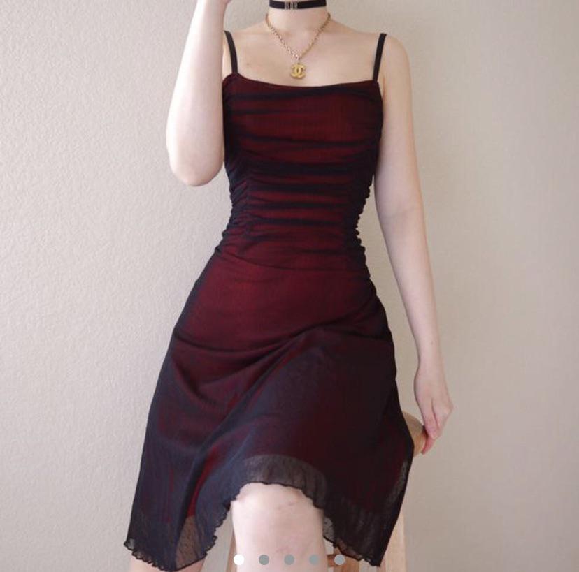 This dress? 90s vampy red dress with black mesh overlay of my dreams!!! : r/findfashion