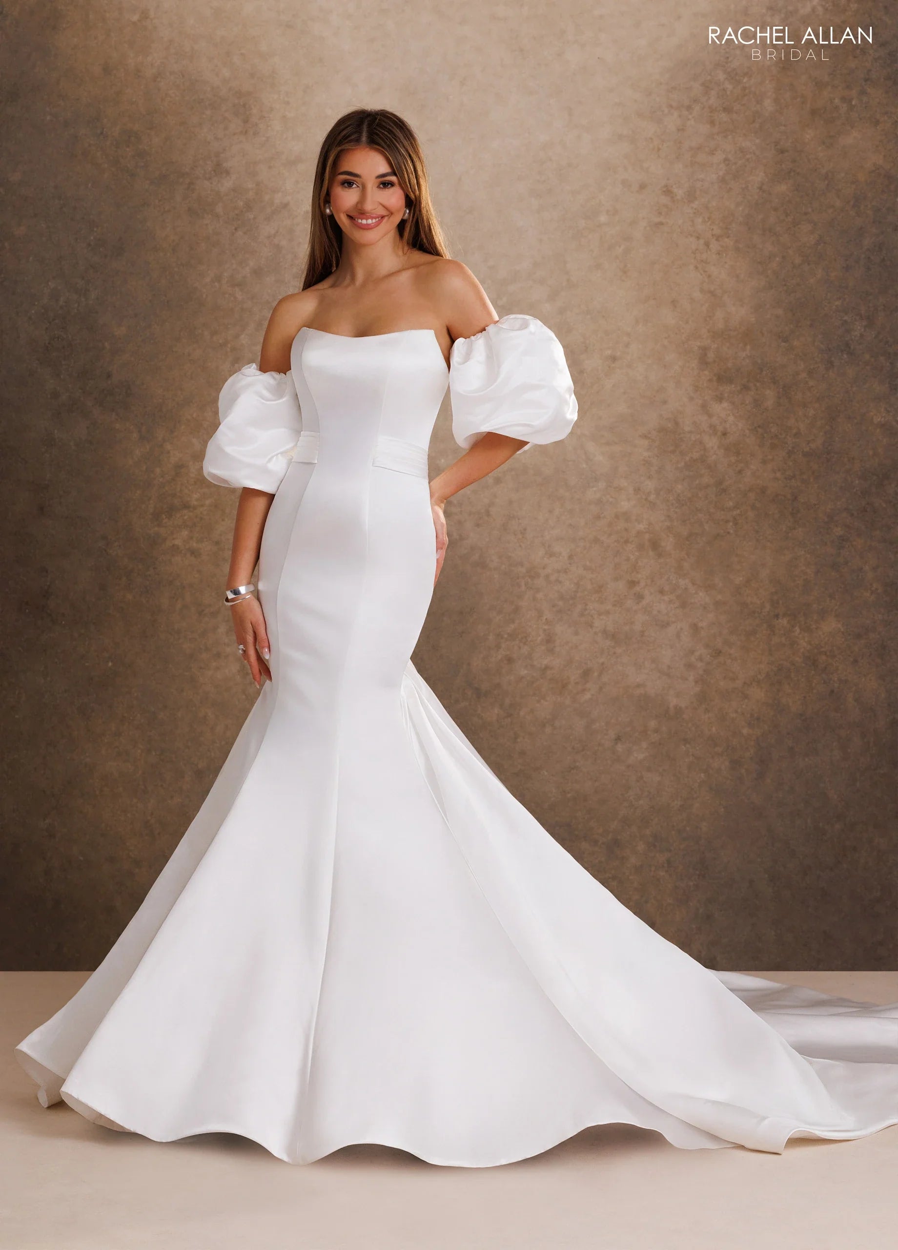 Strapless Straight Neck Floor-Length Mikado Wedding Dress Mermaid/Trumpet Rachel Allan RB2249