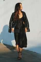 Slip Dress + Leather Moto Jacket